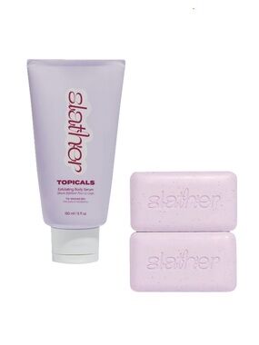 Topicals Slather Exfoliating Body Serum and Soap Set NIB